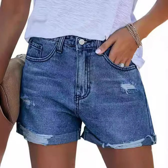Damen Denim-Shorts im modischen Destroyed-Look mit lässigem Schnitt EB