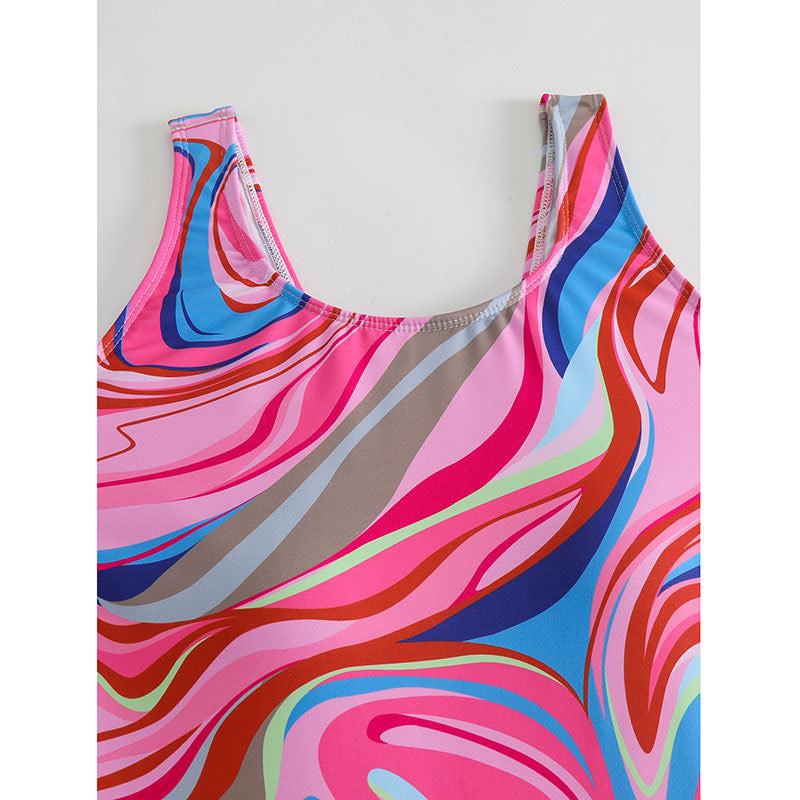 Damen Sportlicher Badeanzug mit modernem abstraktem Muster EB