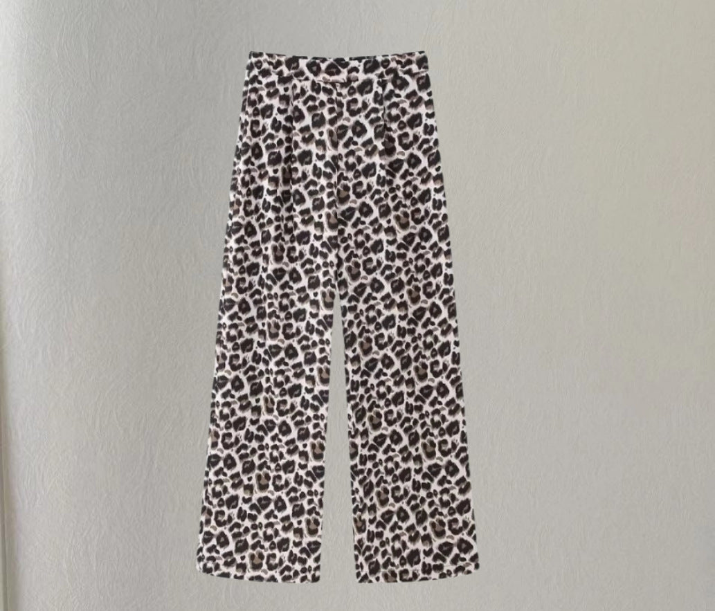 Damen Weite Leoprint-Hosen EB