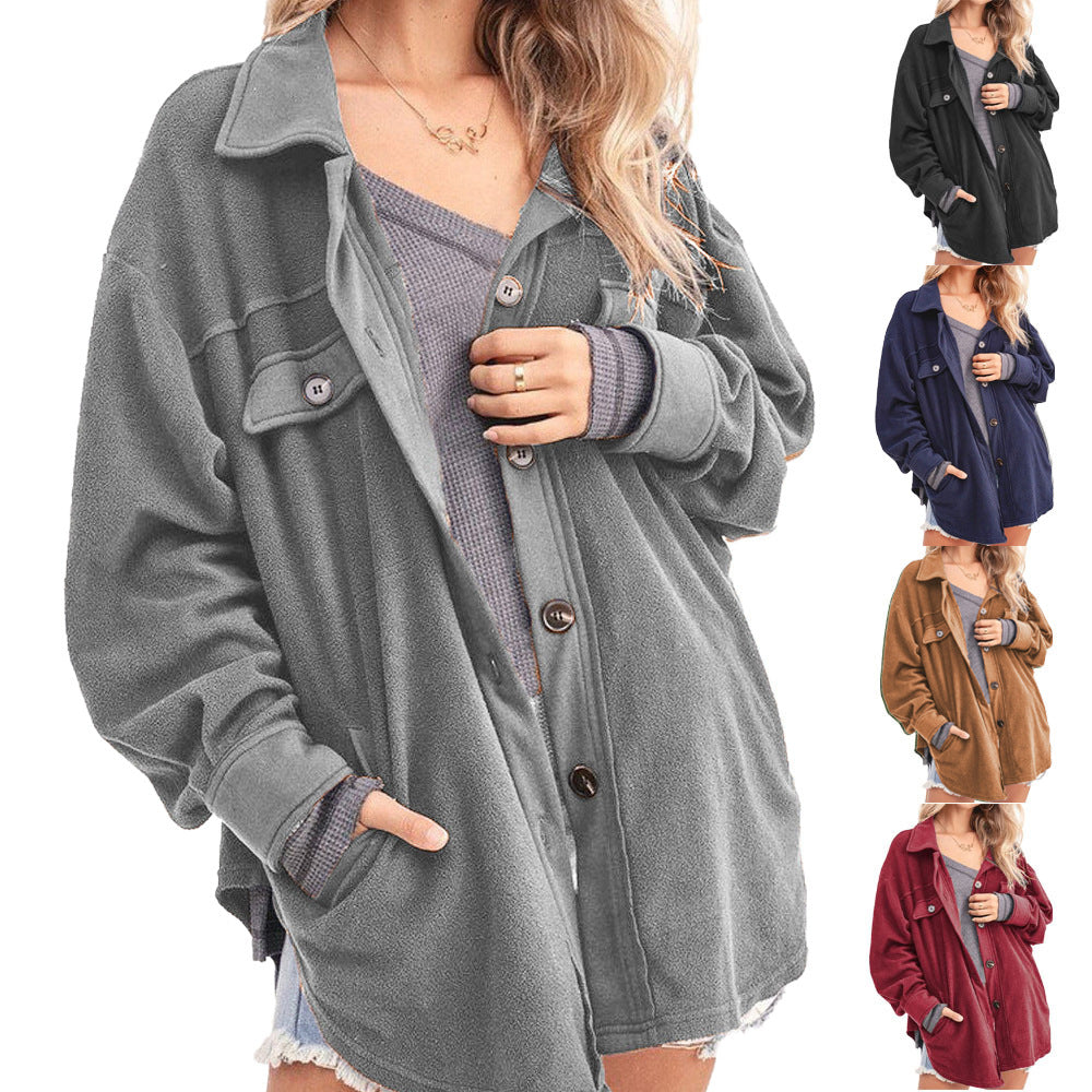 Damen lässige Overshirtjacke aus weichem Fleece EB