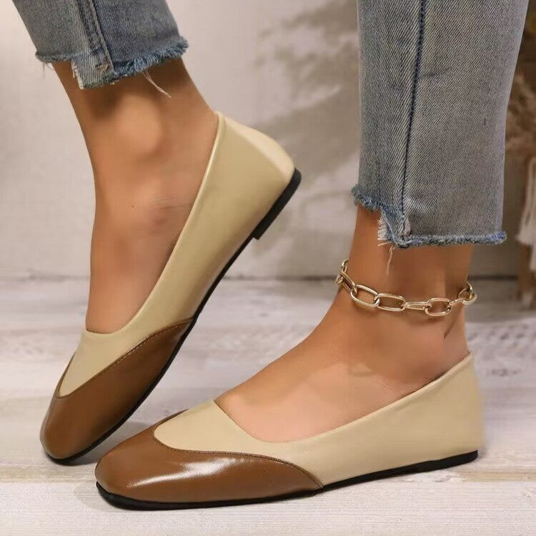 Damen elegante Ballerinas mit klassischem Farbkontrast EB