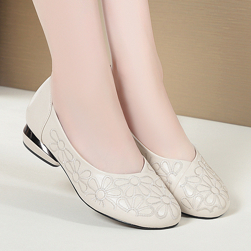 Damen Ballerinas mit floralem Design und elegantem Blockabsatz EB