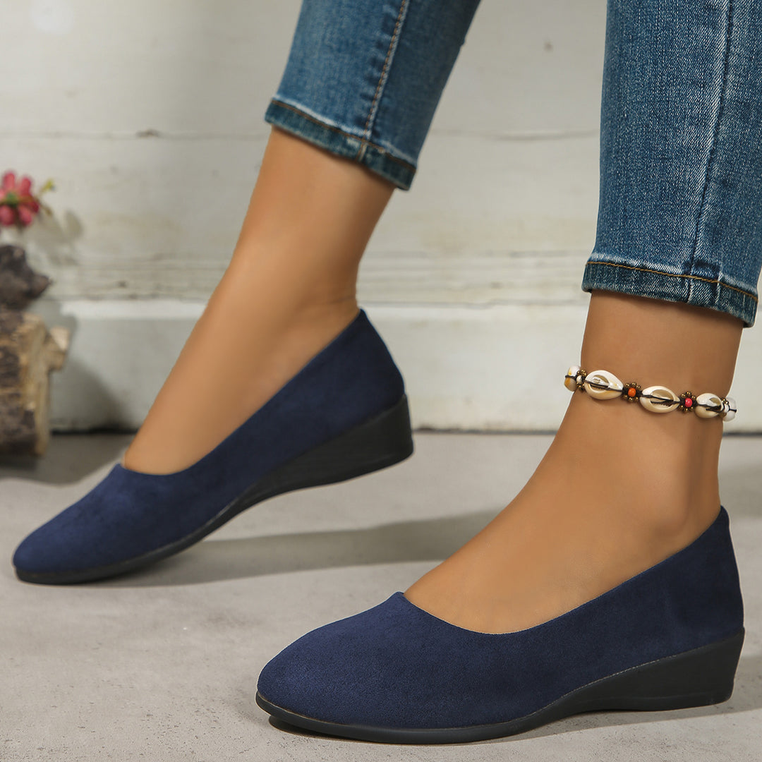 Damen Komfort-Keilabsatz-Ballerina aus Veloursleder EB