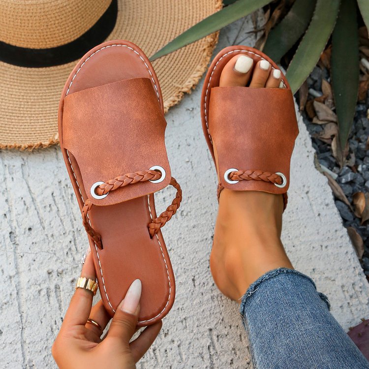 Damen Freizeitsandalen mit geflochtenem Riemen-Design und robustem Fußbett EB