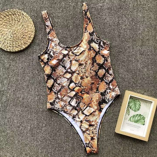 Damen Eleganter Einteiler im Schlangenmotiv EB