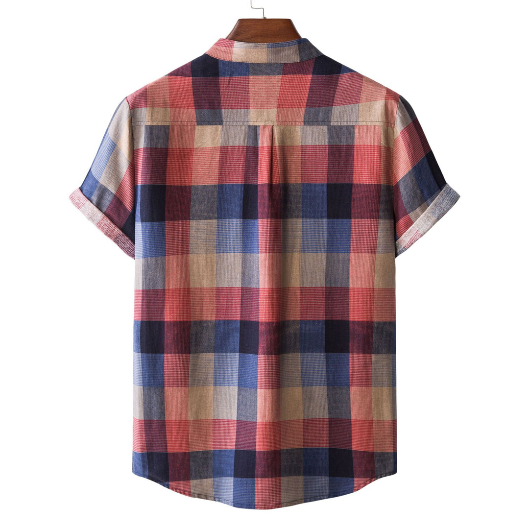 Herren Kurzarmhemd im modernen Karo-Design mit Henley-Ausschnitt und bequemer Passform EB