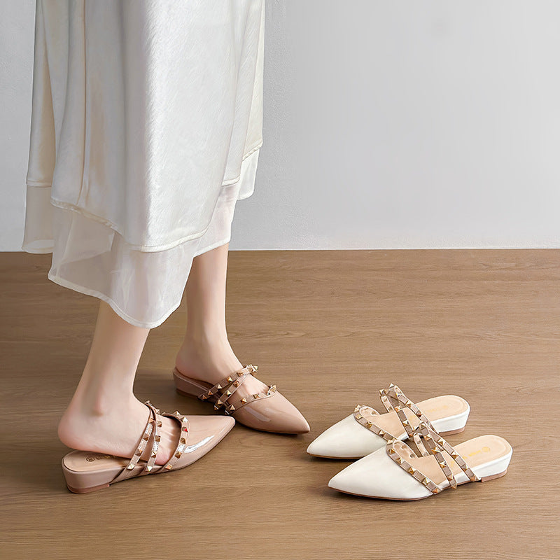Damen elegante Slingback-Pantoletten mit modischen Nieten EB