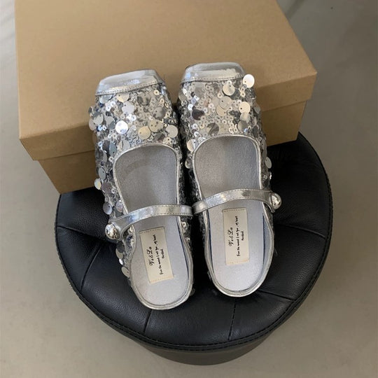 Damen festliche Plateau-Pumps mit glitzernden Pailletten und elegantem Riemchen EB