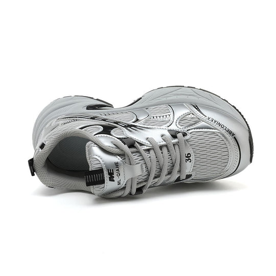 Damen Sportliche Sneaker mit atmungsaktivem Netz-Material und stoßdämpfender Sohle EB