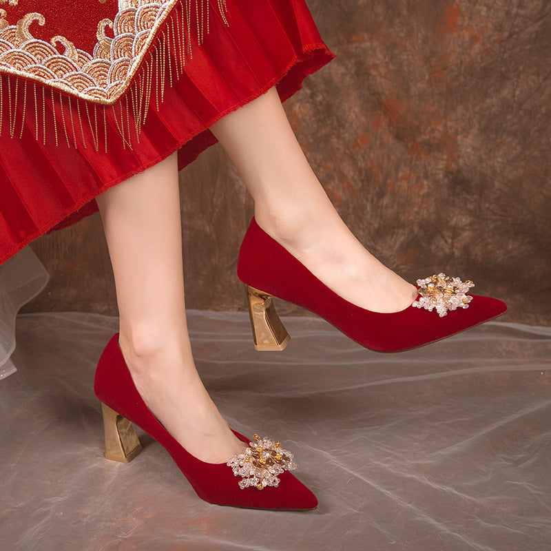 Damen elegante Ballerinas mit dekorativem Blütenakzent EB