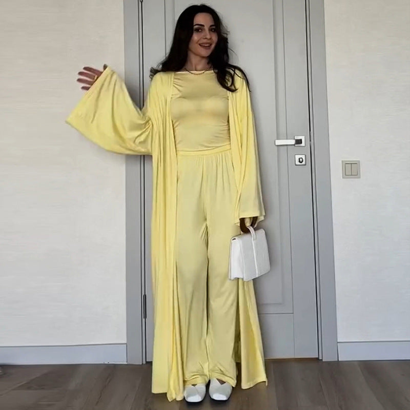 Damen eleganter Maxikleid mit voluminösen Ärmeln EB