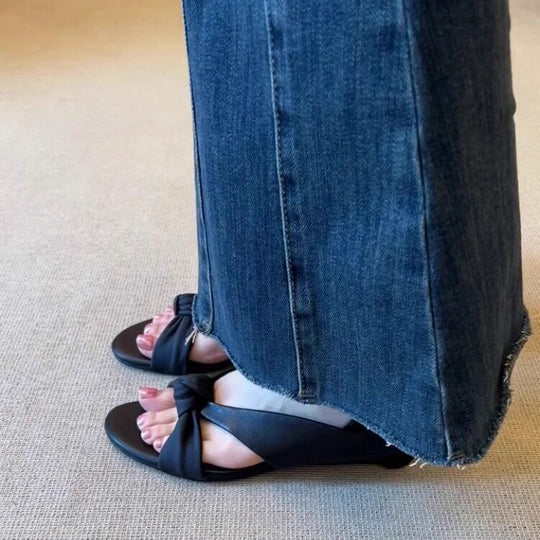 Damen Slingback-Sandalen mit modischem Knoten-Detail und komfortabler Fußbettgestaltung EB