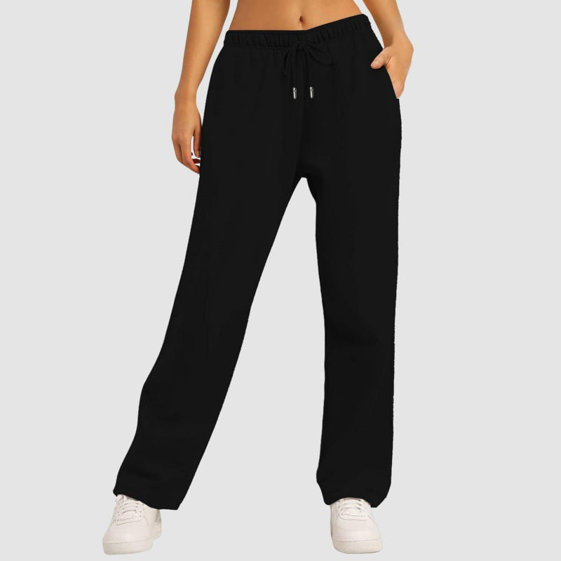 Damen nan fließende High-Waist Palazzo-Loungehose aus leichtem Jersey mit Elastikbund und praktischen Eingrifftaschen EB