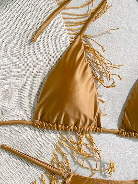 Damen Triangel-Bikini mit raffiniertem Fransen-Detail EB