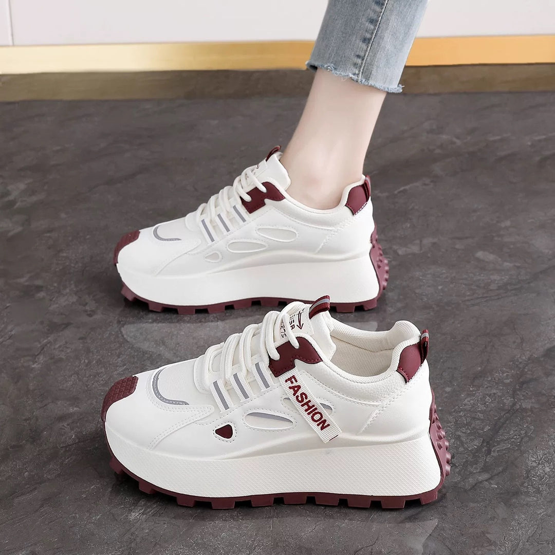 Damen Sportliche Plattform Sneakers mit rutschfester Laufsohle und atmungsaktivem Obermaterial EB