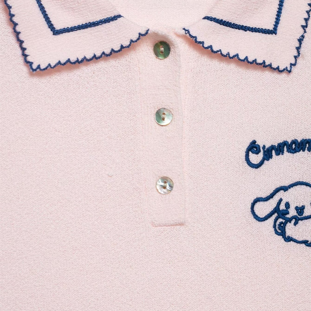 Damen Polo-Shirt mit feiner Struktur und gesticktem Motiv EB
