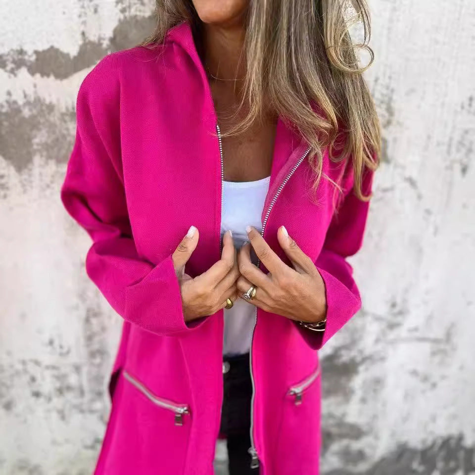 Damen Elegante Strickjacke mit Reißverschluss und Taschen EB
