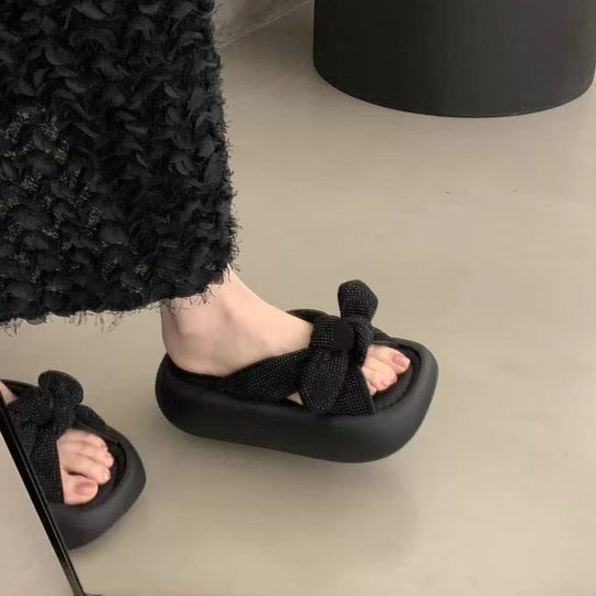 Damen Komfortable Plattform-Sandalen mit schickem Schleifen-Detail EB