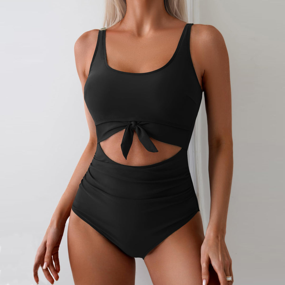 Damen Einteiliger Badeanzug mit trendigem Cut-Out-Design und verstellbarem Knoten EB
