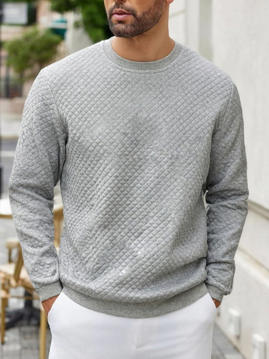 Herren nan gesteppter Sweatpullover mit Rautensteppung, geripptem Kragen und komfortablem Regular Fit EB