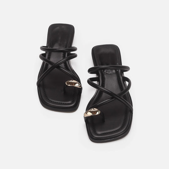Damen Elegante Zehensteg-Sandalen mit geschmeidigem Riemendesign und luxuriösem Akzent EB