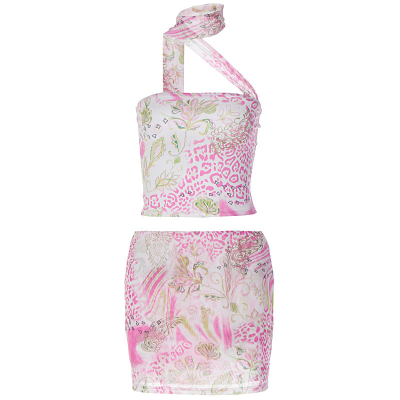 Damen Neckholder Minikleid mit floralem Design EB