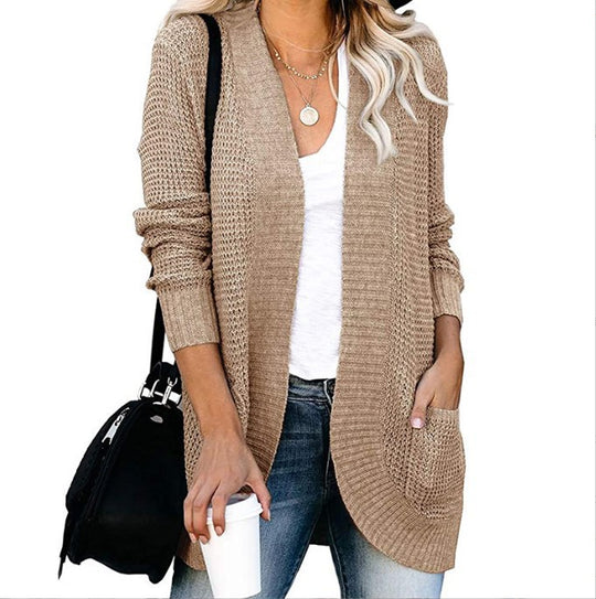 Damen Strickcardigan mit praktischen Taschen und luftiger Struktur EB