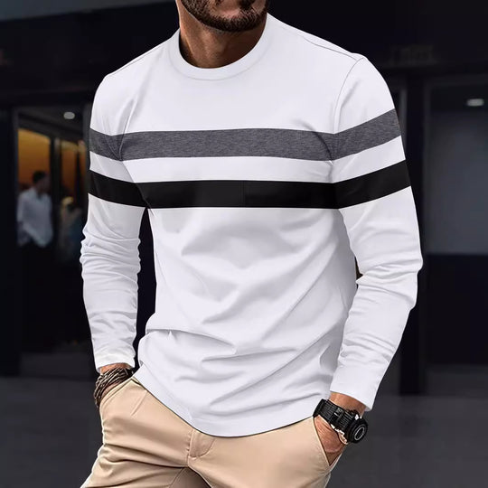 Herren modisches Langarmshirt mit sportlichen Streifen EB