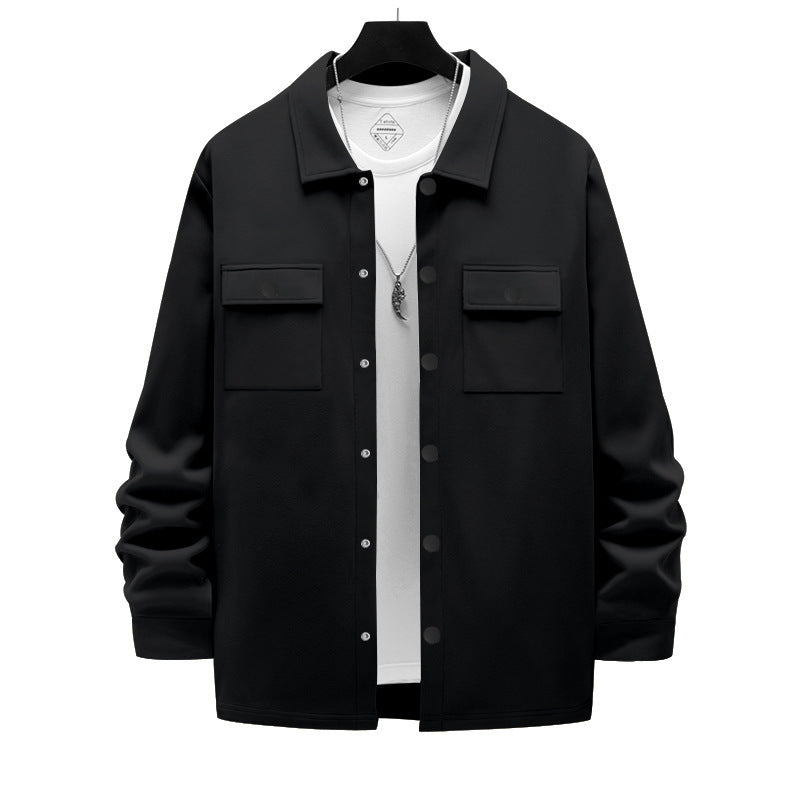 Herren nan Overshirt-Jacke mit Brustklappen, lockerer Passform und durchgehender Knopfleiste EB