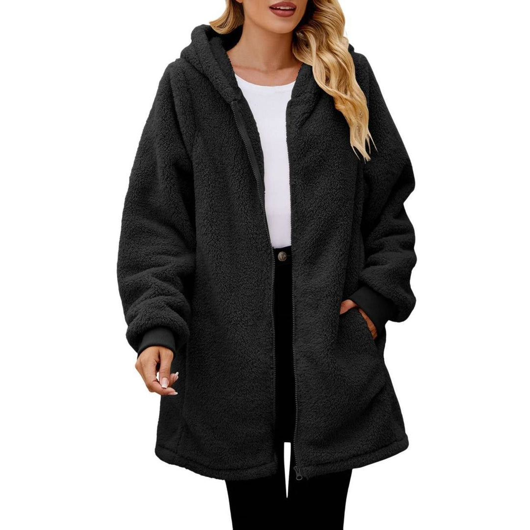 Damen Kuschelige Fleecejacke im oversized Stil mit Reißverschluss EB