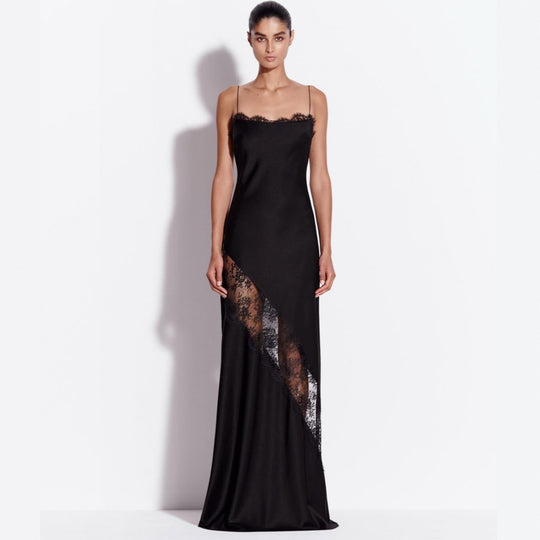 Damen Elegantes Abendkleid mit raffiniertem Spitzenbesatz EB