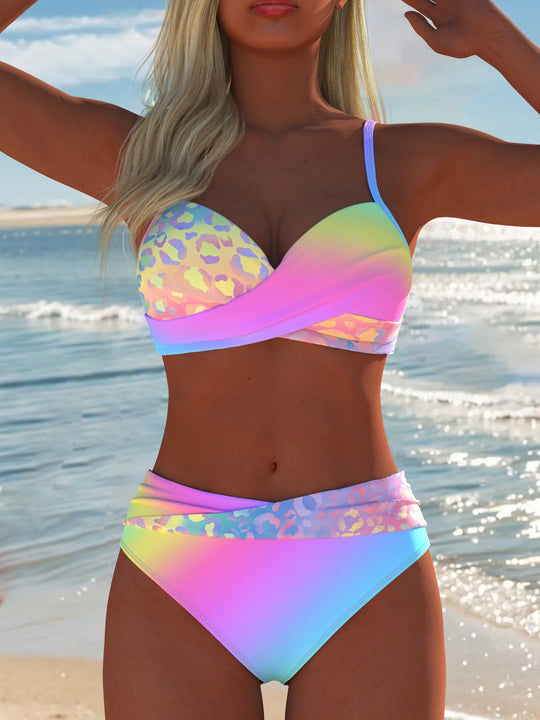 Damen Bikini-Set mit gepolstertem Oberteil und hochgeschlossenem Bund EB