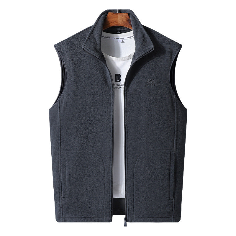 Herren Microfleece-Thermoweste mit windabweisender Front, Stehkragen und verdeckten Seitentaschen EB