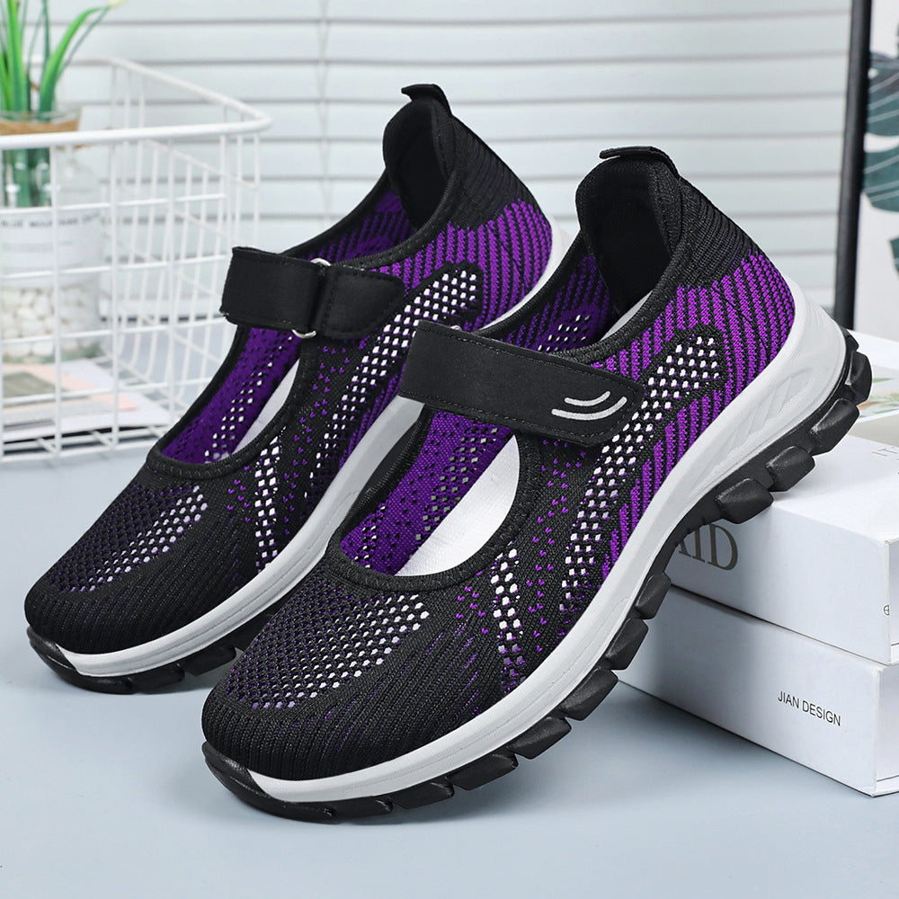 Damen Sportliche Ballerinas mit Klettverschluss und atmungsaktivem Obermaterial EB