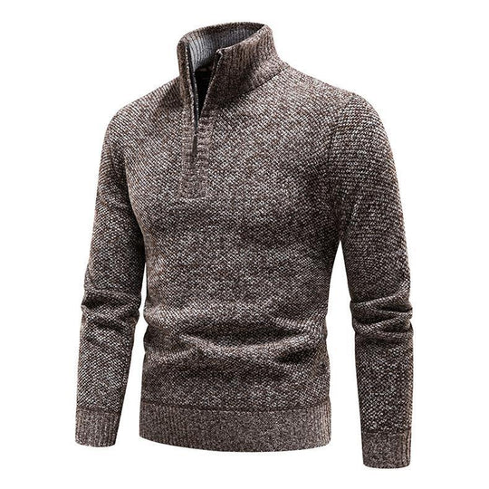 Herren Pullover mit halbem Reißverschluss und strukturiertem Design EB