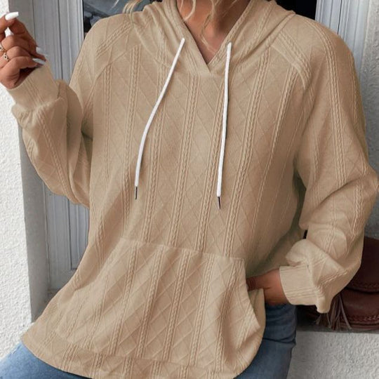 Damen Kapuzenpullover mit strukturiertem Muster und praktischer Kängurutasche EB