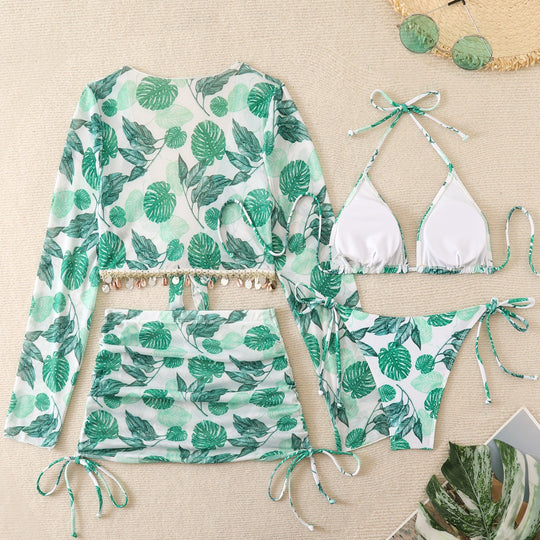 Damen Strand-Badeanzug Set mit eleganter Wickelbluse EB