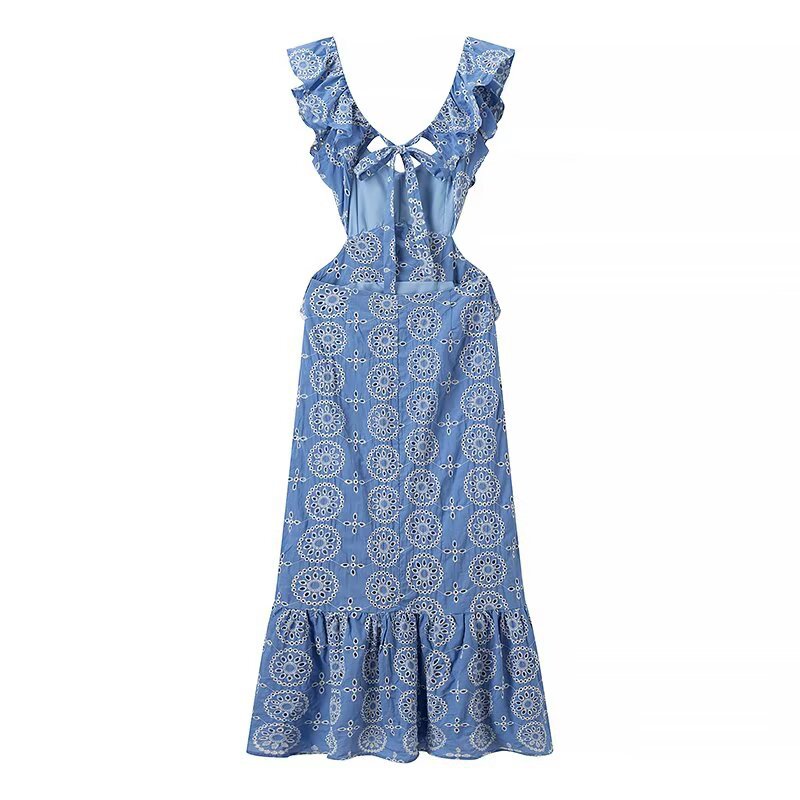 Damen Maxikleid mit Rüschendetails und floralem Muster EB