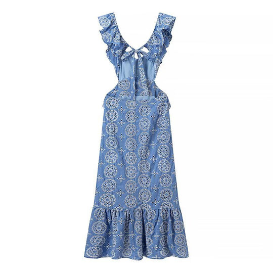 Damen Maxikleid mit Rüschendetails und floralem Muster EB
