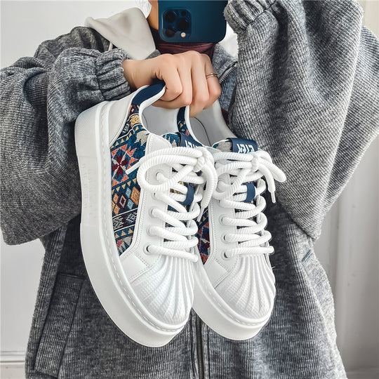 Damen modische Sneakers mit textilem Obermaterial und extravaganten Mustern EB