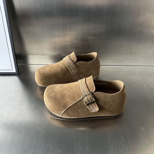 Damen Komfortable Wildleder-Clogs mit verstellbarem Riemen EB
