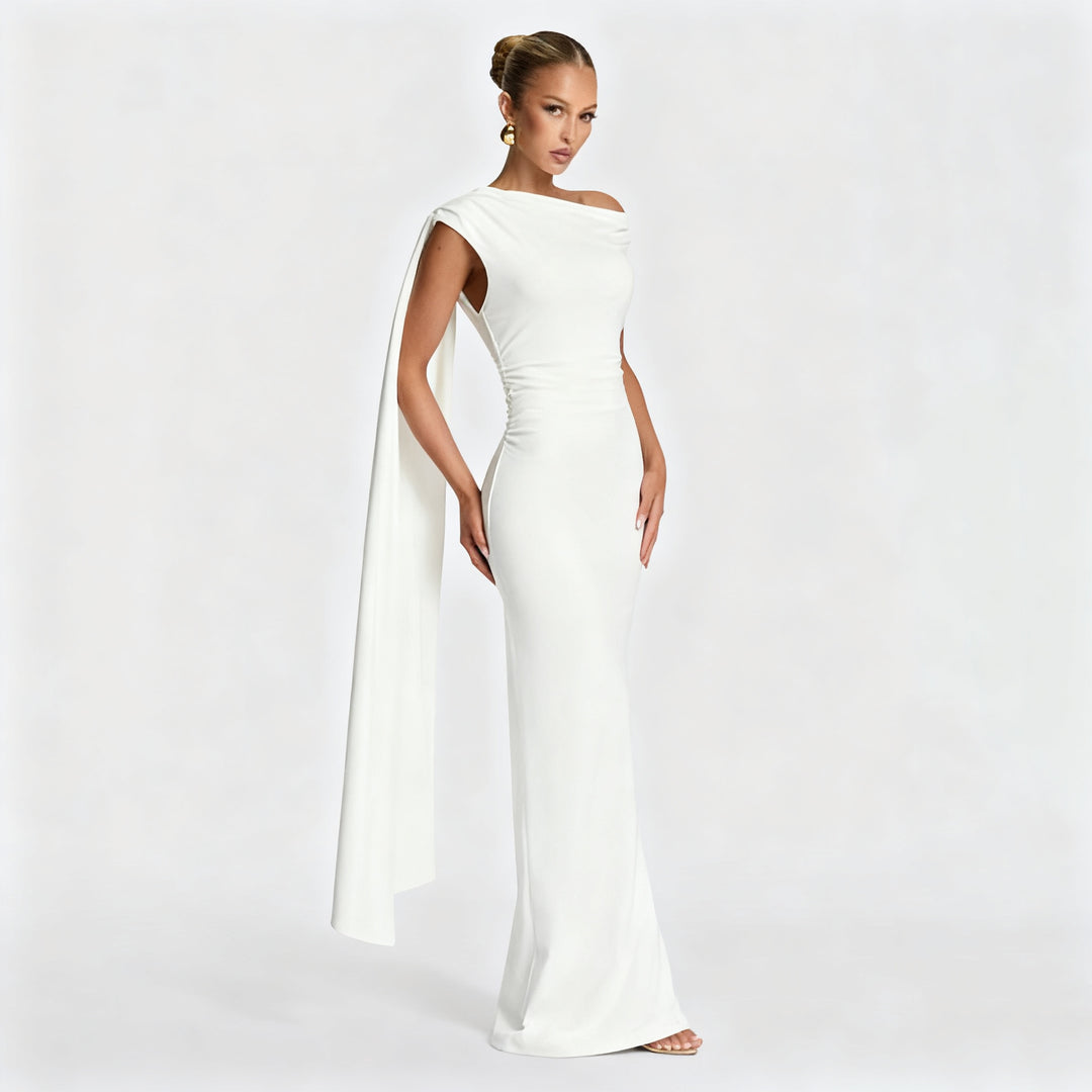 Damen Elegantes Langes Abendkleid mit Ein-Schulter-Design EB
