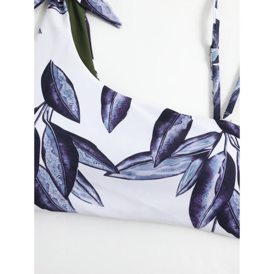 Damen Triangel-Bikini mit modischem Floral-Muster und einseitigem Träger EB