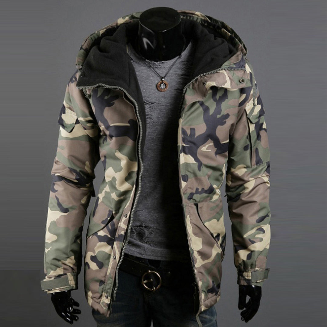 Herren nan gefütterte Parka-Jacke mit Kapuze isolierter Steppfüllung und multifunktionalen Taschen EB