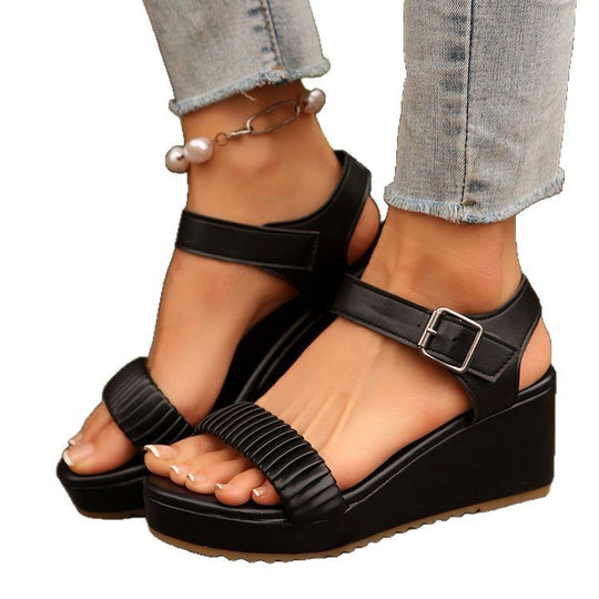 Damen Wedge-Sandalen mit verstellbarem Riemen und rutschfester Sohle EB