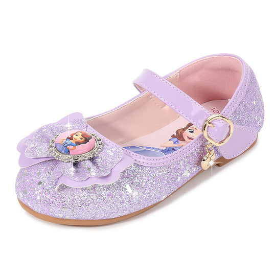 Mädchen Ballerinas mit Glitzer und Schleifenapplikation EB