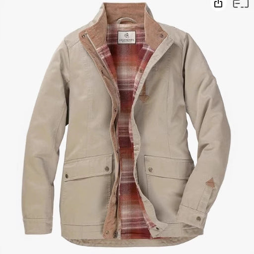 Damen lässige Utility-Jacke mit Karo-Innenfutter EB
