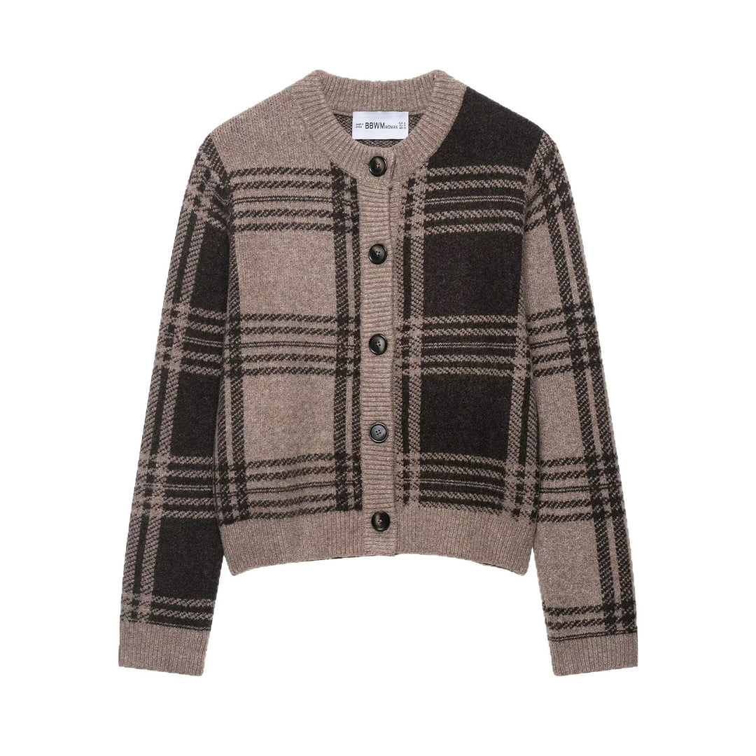 Damen Modische Karostrickjacke EB