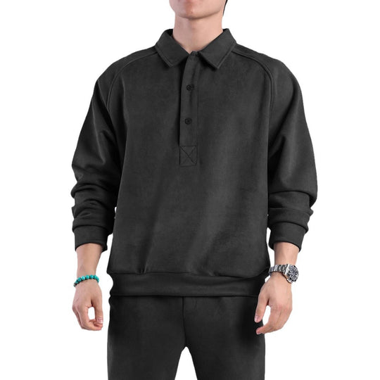 Damen Sportliches Langarm-Polooberteil mit lässigem Kragen und Knopfdetails EB
