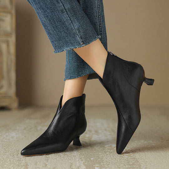 Damen nan spitze knöchelhohe Stiefelette mit niedrigem Pfennigabsatz und seitlichem Reißverschluss EB
